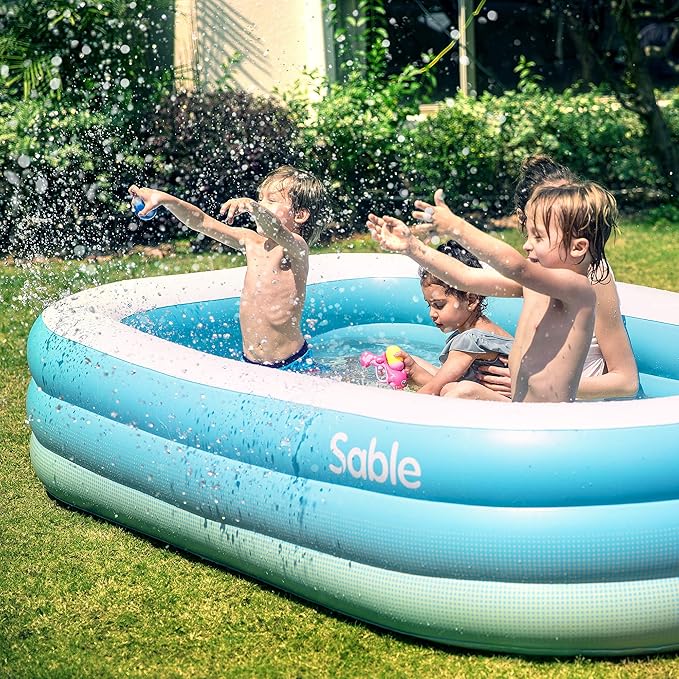 استخر بادی خانوادگی Sable SA-HF025 آبی | ابعاد بزرگ، PVC ضخیم و ایمن برای کودکان و بزرگسالان